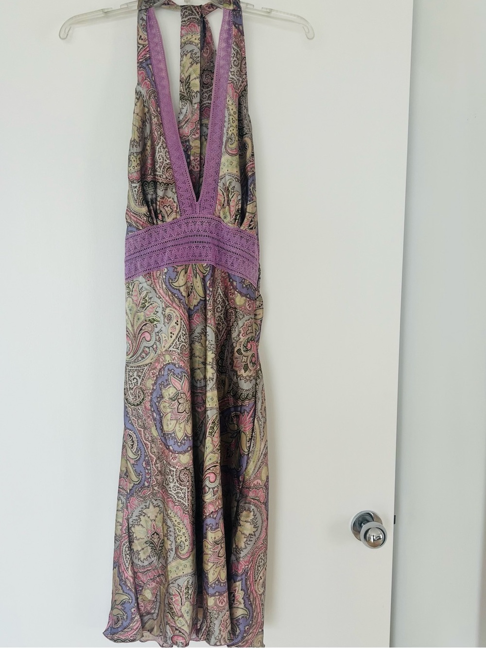 Uluwatu Bohemian Paisley Halter Midi Dress in Lavender